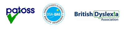 Association logos, Patoss, DSA-QAG, British Dyslexia Association